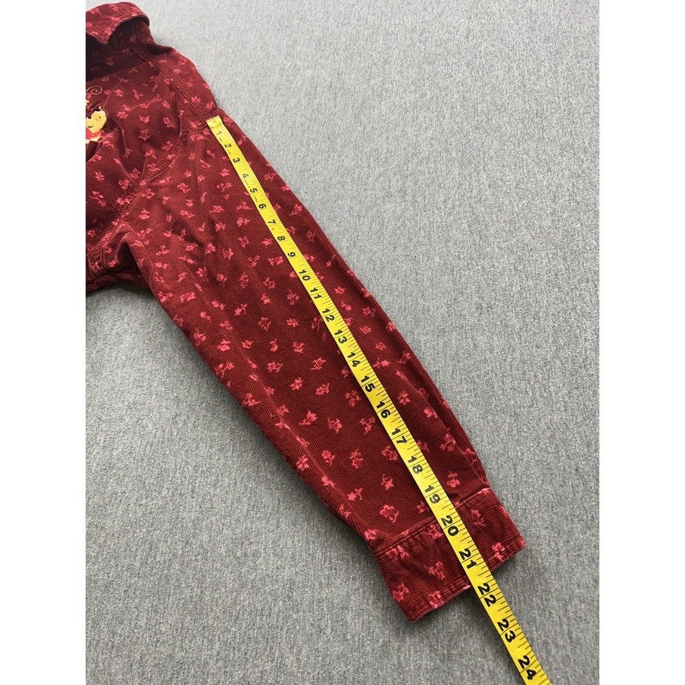 Disney Winnie The Pooh Shirt Womens XL Red Corduroy Leaves Embroidered Pocket - Picture 10 of 12